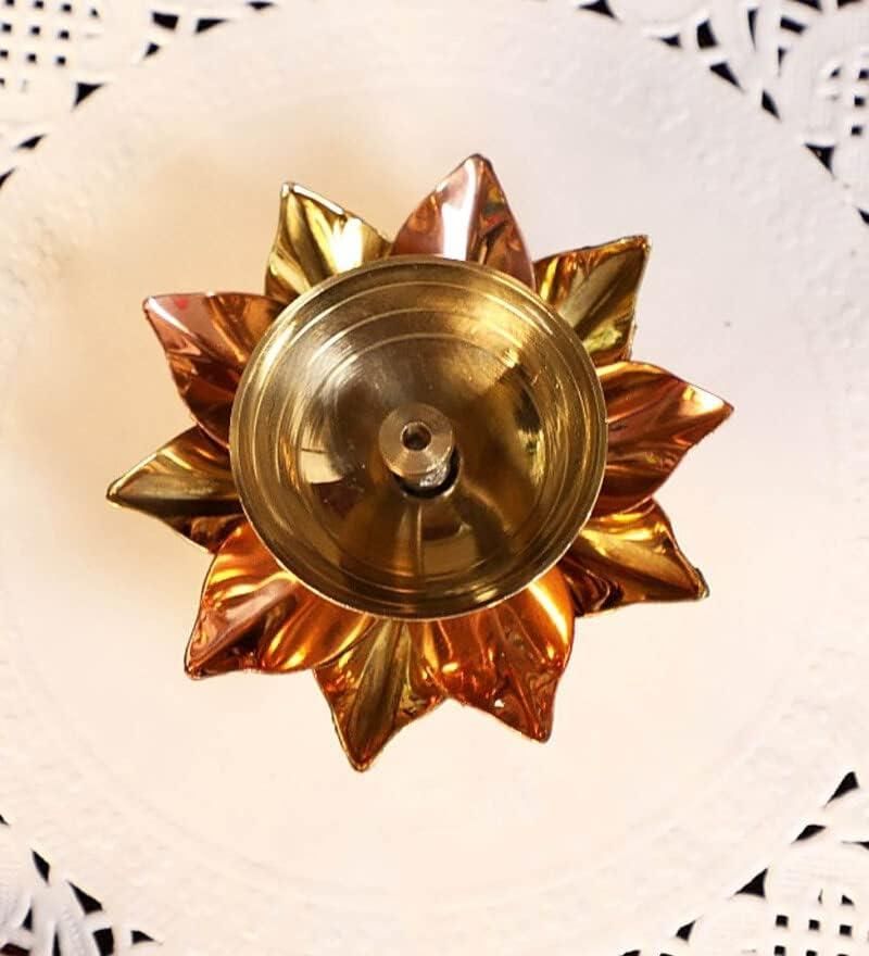 Craft India Set of 2 Floral Shape Metal Diya